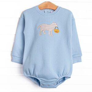 Stitch fish Blue Baby Romper with Dog and Pumpkin Design
